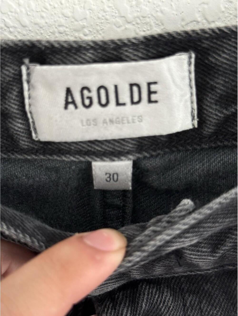 Agolde 90s Pinch Waist Jeans Sz 30 High-Rise Straight-Leg Distressed Black Goth - Picture 4 of 9